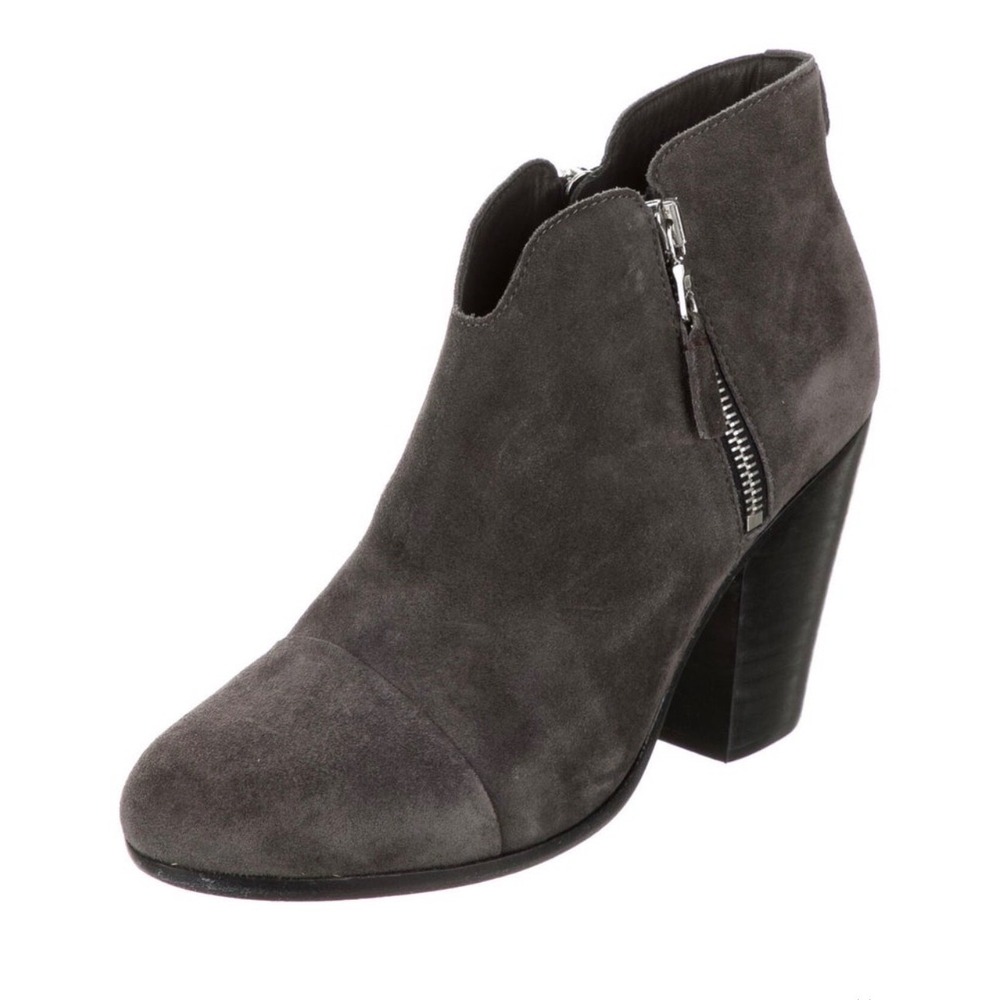Rag & Bone Bootie Margot Suede Ankle Boots Double Zipper Block Heel Womens 38.5 - Picture 2 of 14